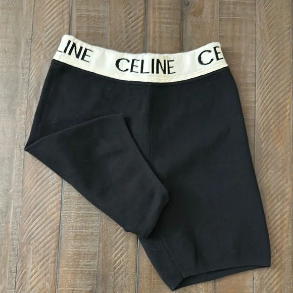 Celine Black Shorts with Logo Waistband